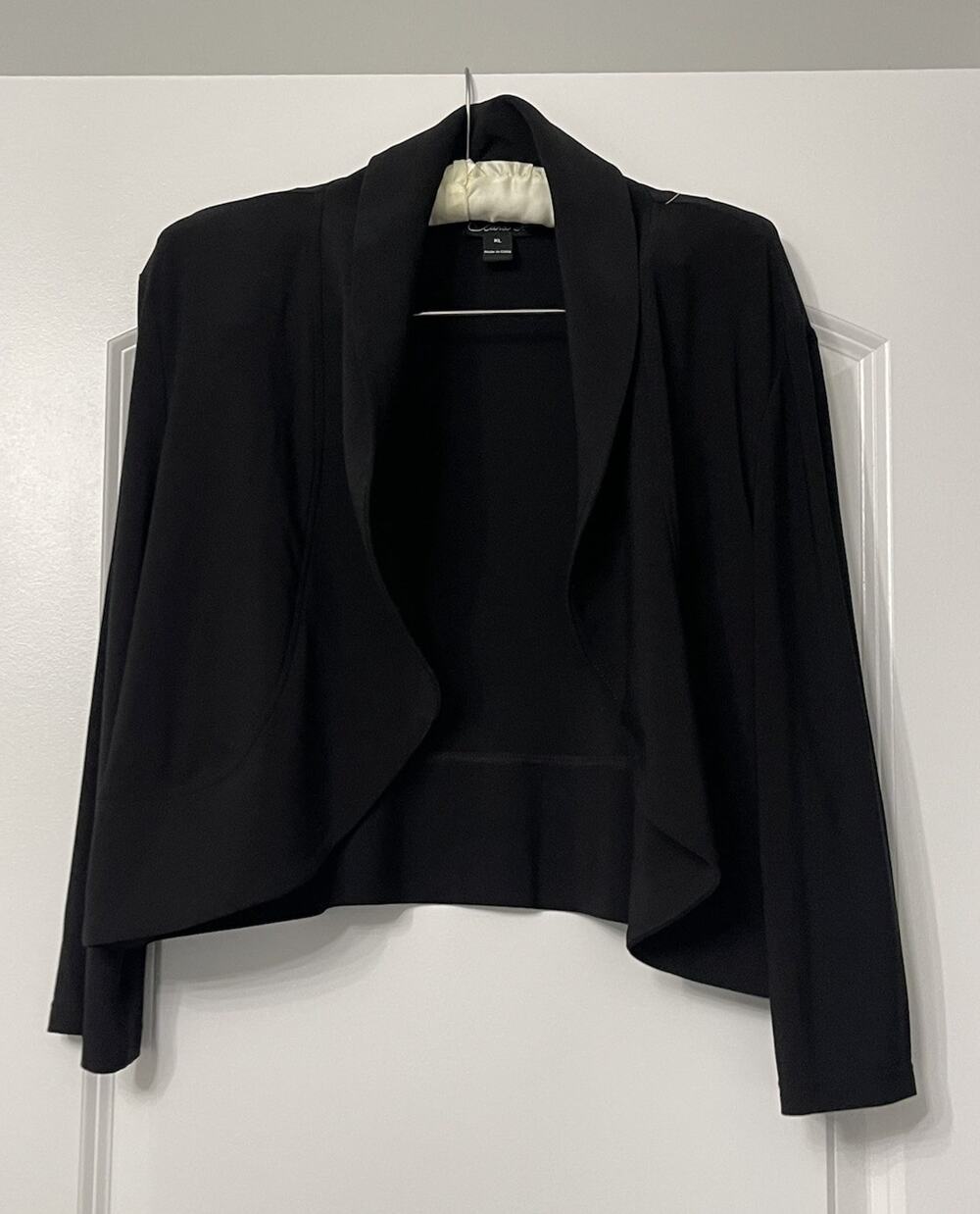 Clara S Black Cropped Open Front Blazer Cardigan Shrug Jacket Plus XL Minimalist